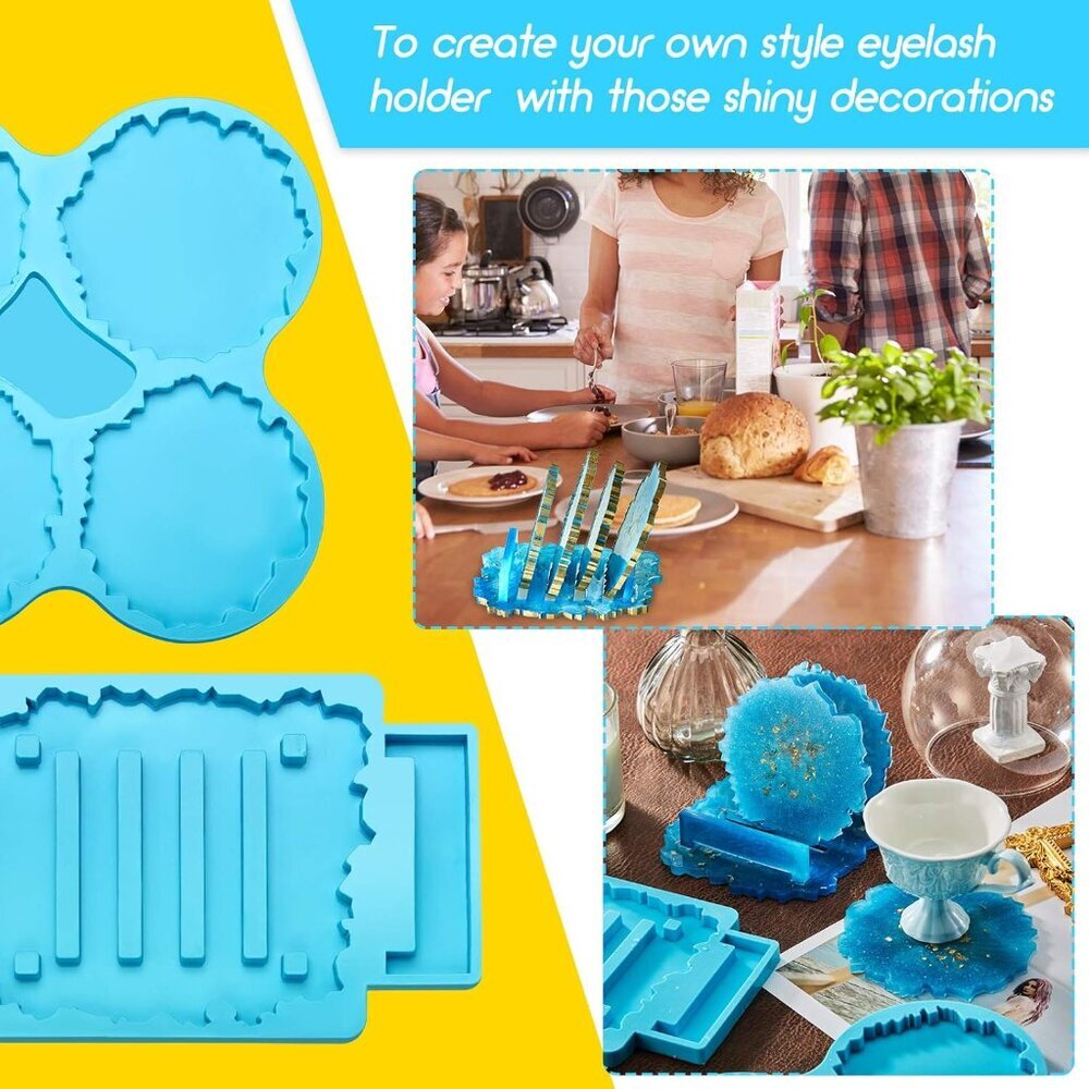 2 Pieces Coaster Resin Molds Set Coaster Stand Silicone Cup Mat Epoxy Resin Cast - Picture 5 of 7